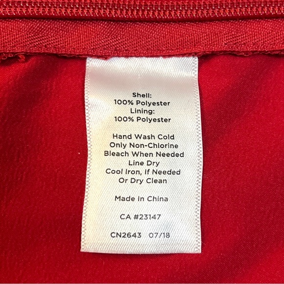 Talbots Petites lace top, bright red w/ see-through sleeves, zipper on left side - Picture 9 of 9